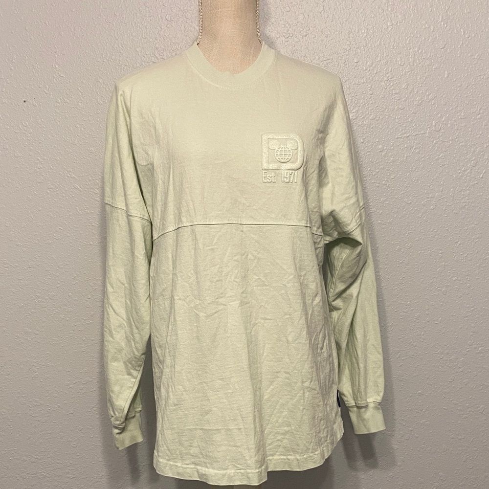 Disney Pale Green Sparkle Long Sleeve Spirit Jersey Size Small